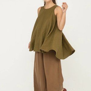 Elizabeth Suzann Harlow Tunic, linen, olive green, 2xl